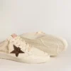 Sabot Ball Star in nappa avorio con stella glitterata color bronzo