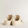 Sabot Ball Star in nappa avorio con stella glitterata color bronzo