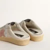 Sabot Ball Star in nappa bianca con stella in pelle rosa antico