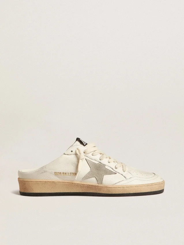 Sabot Ball Star in pelle nappa con stella in pelle scamosciata grigio ghiaccio
