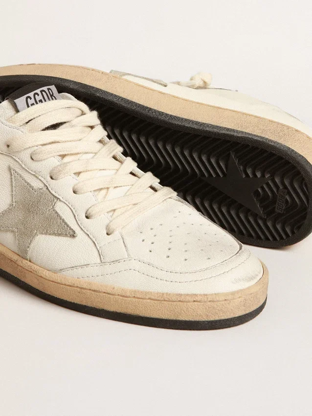 Sabot Ball Star in pelle nappa con stella in pelle scamosciata grigio ghiaccio