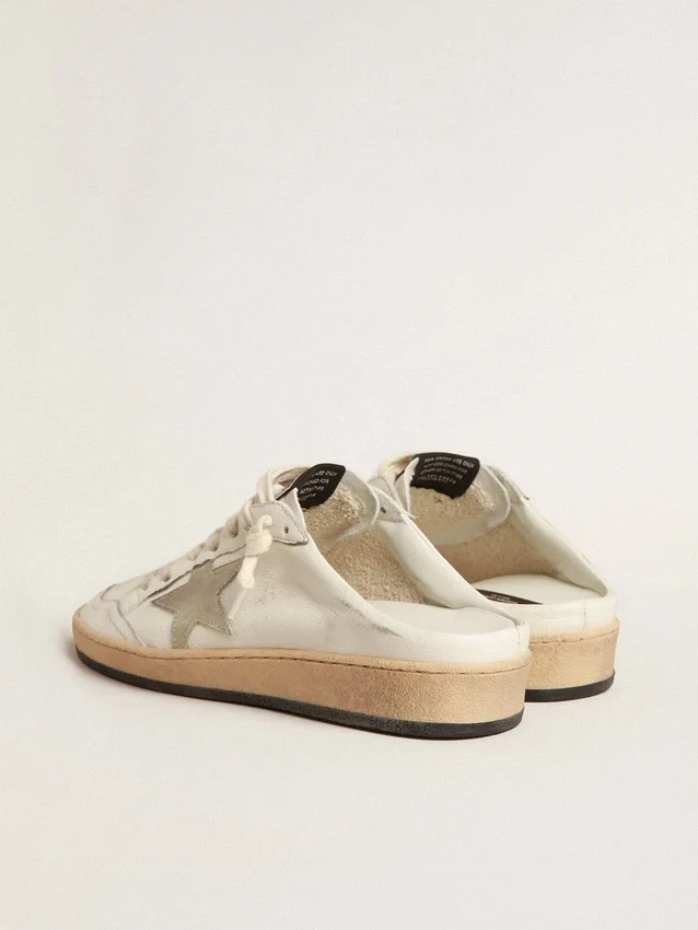 Sabot Ball Star in pelle nappa con stella in pelle scamosciata grigio ghiaccio