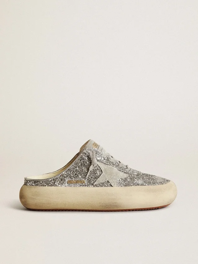 Sabot da donna Space-Star in glitter con stella e linguetta grigio ghiaccio