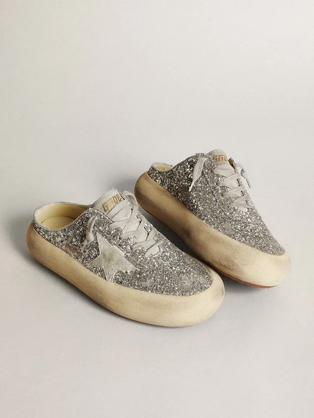 Sabot da donna Space-Star in glitter con stella e linguetta grigio ghiaccio