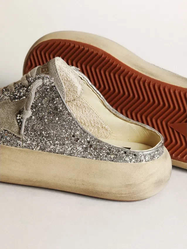 Sabot da donna Space-Star in glitter con stella e linguetta grigio ghiaccio