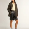 Sabot da donna Space-Star in pelle scamosciata color tabacco con stella traforata