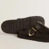 Sabot Lucy da donna in pelle nera lucida con fibbia in metallo dorato