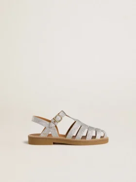 Sandali Maxime Junior in micro-glitter argento