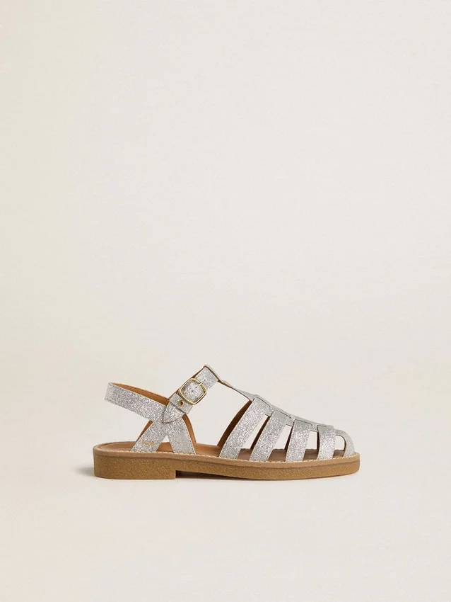 Sandali Maxime Junior in micro-glitter argento