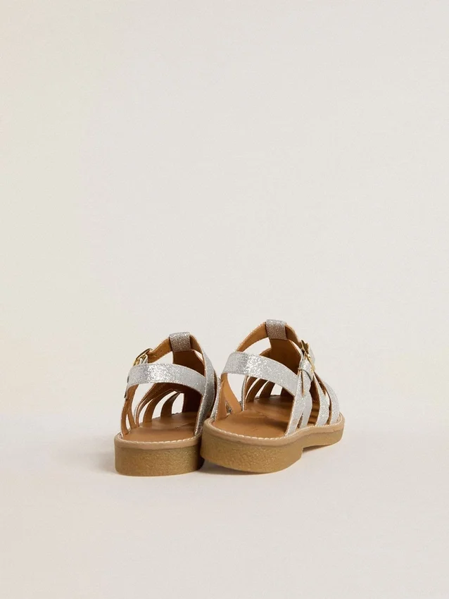 Sandali Maxime Junior in micro-glitter argento