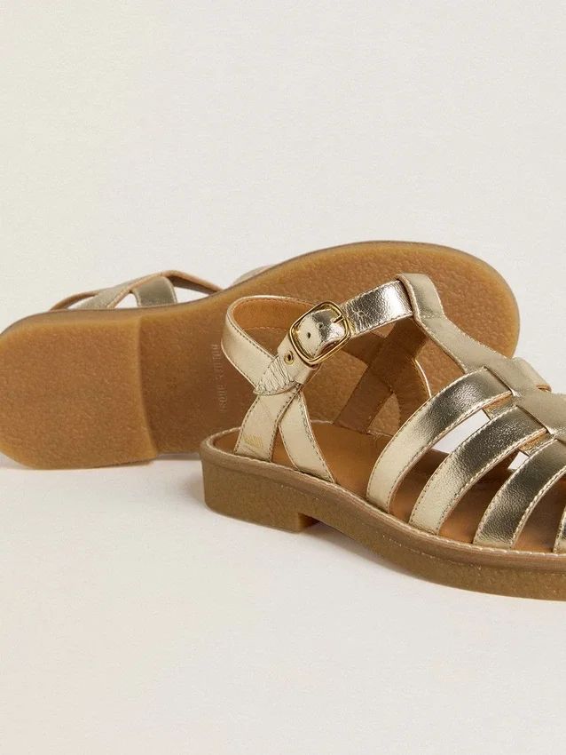 Sandali Maxime Junior in pelle dorata