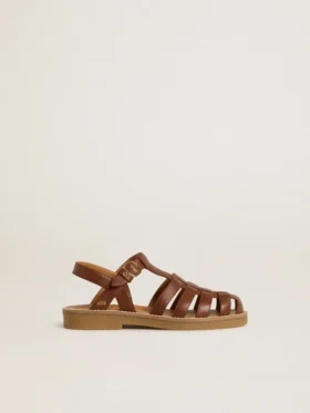 Sandali Maxime Junior in pelle marrone