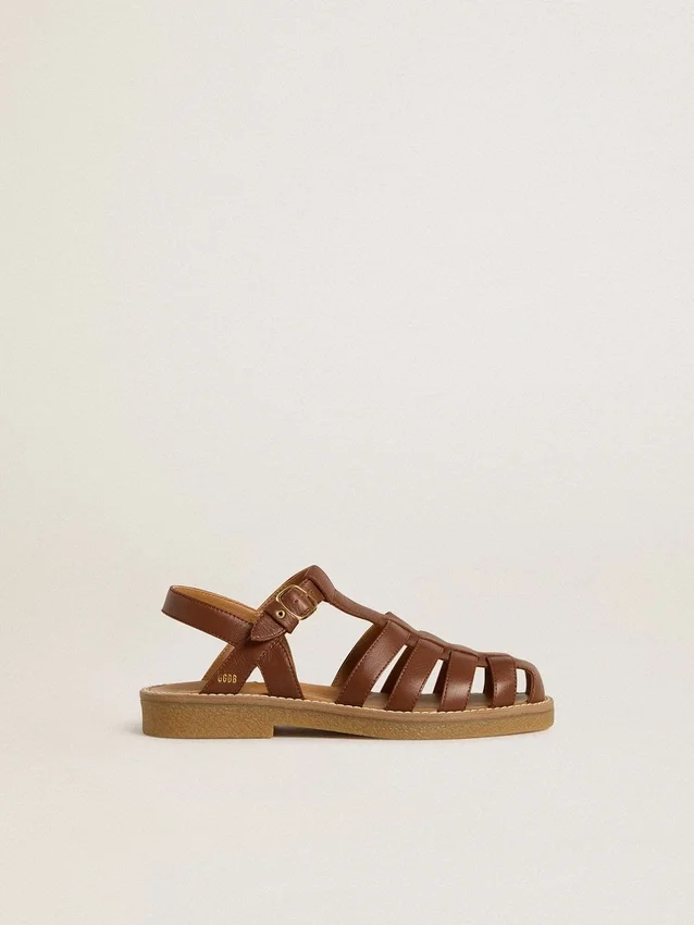 Sandali Maxime Junior in pelle marrone