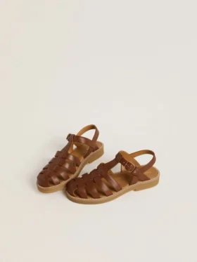 Sandali Maxime Junior in pelle marrone