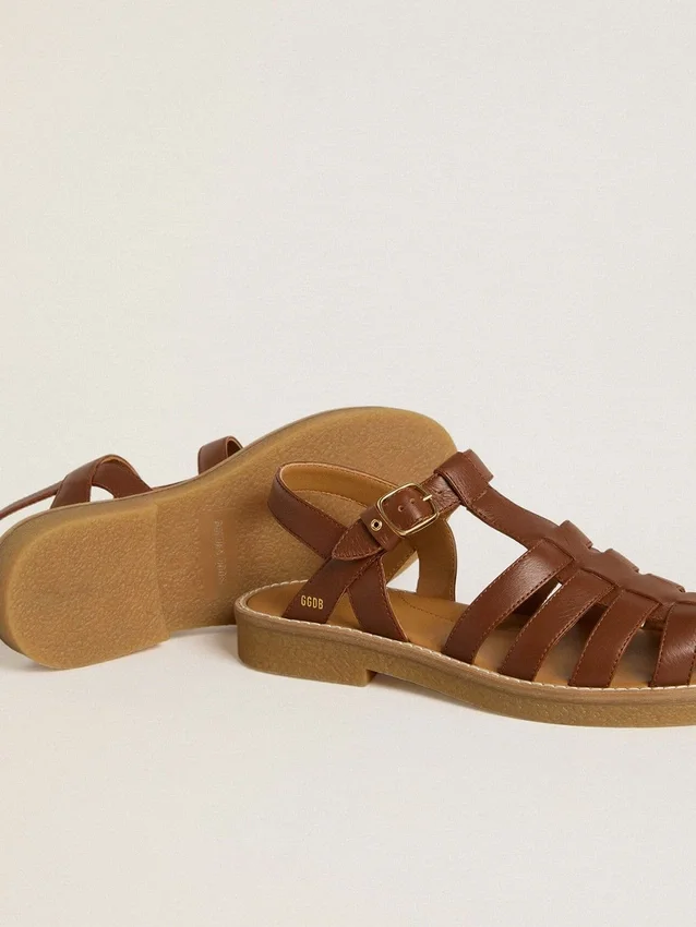 Sandali Maxime Junior in pelle marrone