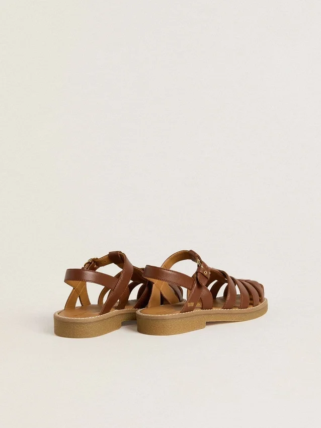 Sandali Maxime Junior in pelle marrone