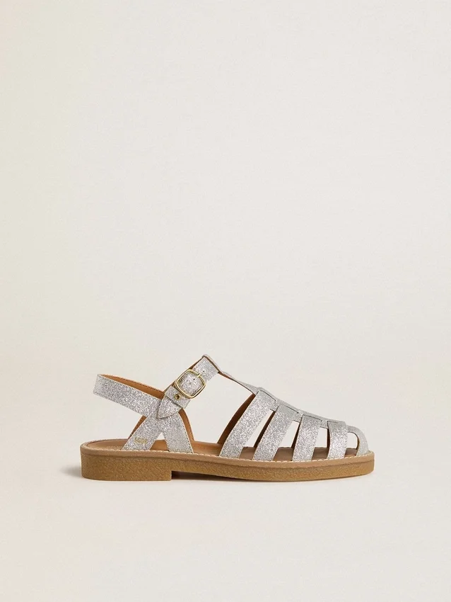Sandali Maxime Young in micro-glitter argento