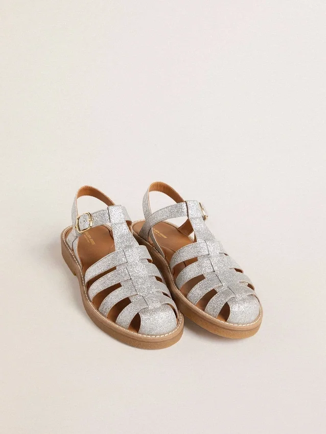 Sandali Maxime Young in micro-glitter argento