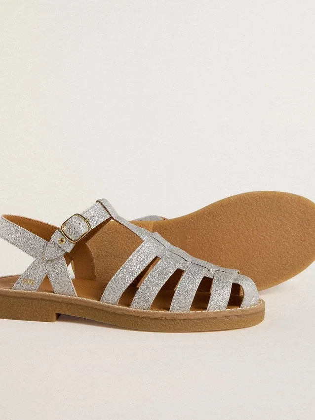 Sandali Maxime Young in micro-glitter argento