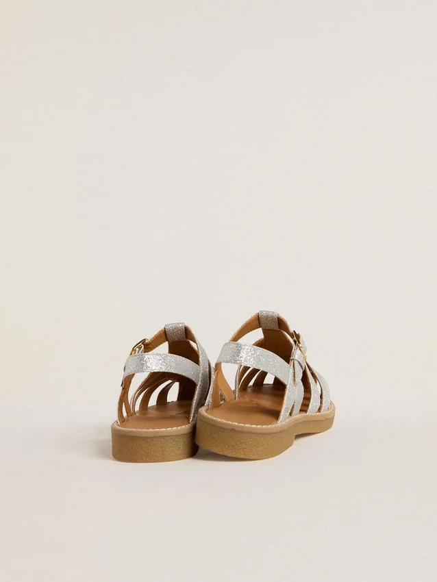 Sandali Maxime Young in micro-glitter argento