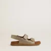 Sandali Noa Junior in micro-glitter e pelle platino