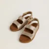Sandali Noa Junior in micro-glitter e pelle platino