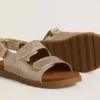 Sandali Noa Junior in micro-glitter e pelle platino