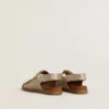 Sandali Noa Junior in micro-glitter e pelle platino