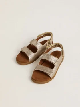 Sandali Noa Young in pelle micro-glitter e platino