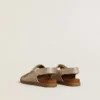 Sandali Noa Young in pelle micro-glitter e platino