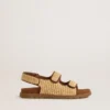 Sandali Noa Young in rafia beige e pelle marrone