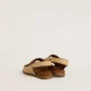 Sandali Noa Young in rafia beige e pelle marrone