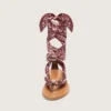 Sandali piatti da donna con motivo paisley bordeaux e dettagli gioiello