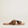 Sandali piatti da donna Margaret in pelle di pony con stampa leopardata