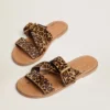 Sandali piatti da donna Margaret in pelle di pony con stampa leopardata