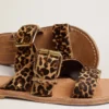 Sandali piatti da donna Margaret in pelle di pony con stampa leopardata