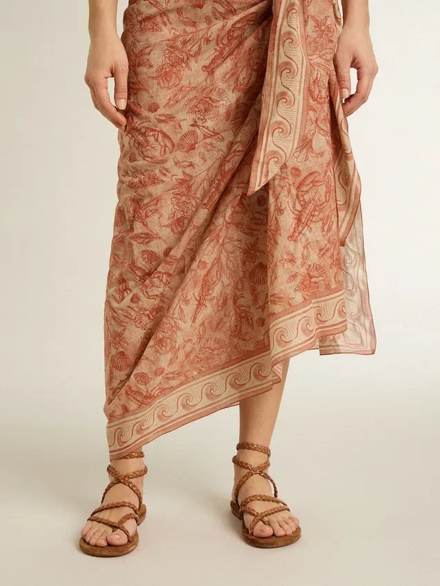 Sandali piatti da donna Penelope in pelle color tabacco con suola in pelle scamosciata