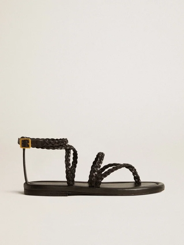 Sandali piatti da donna Penelope in pelle nera