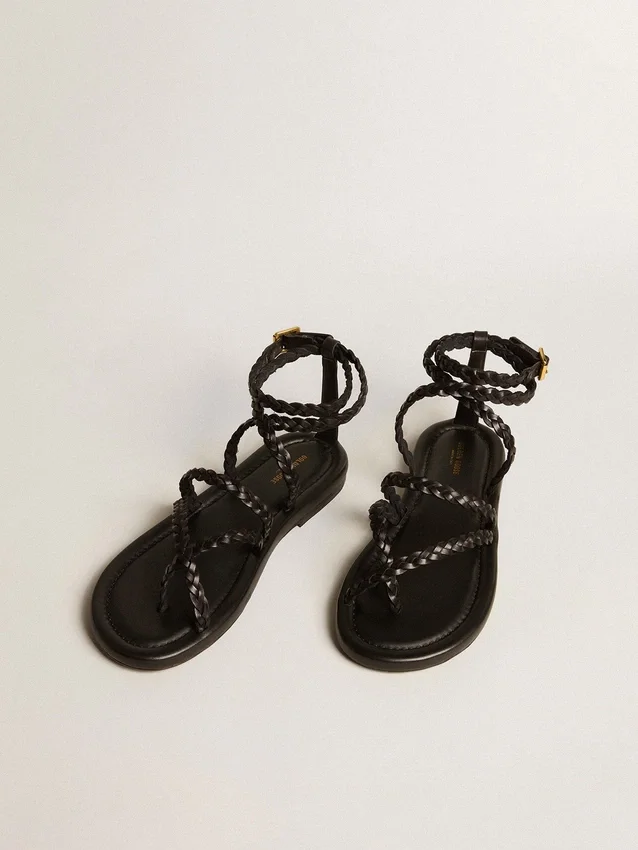 Sandali piatti da donna Penelope in pelle nera