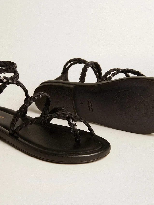 Sandali piatti da donna Penelope in pelle nera