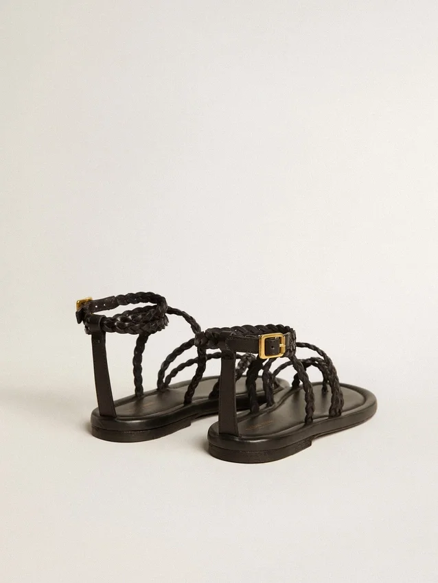 Sandali piatti da donna Penelope in pelle nera