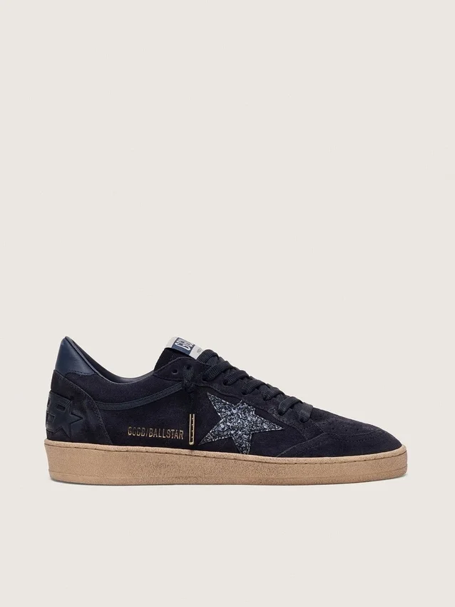 Scarpa Ball Star da donna in pelle scamosciata blu scuro con stella glitterata blu scuro