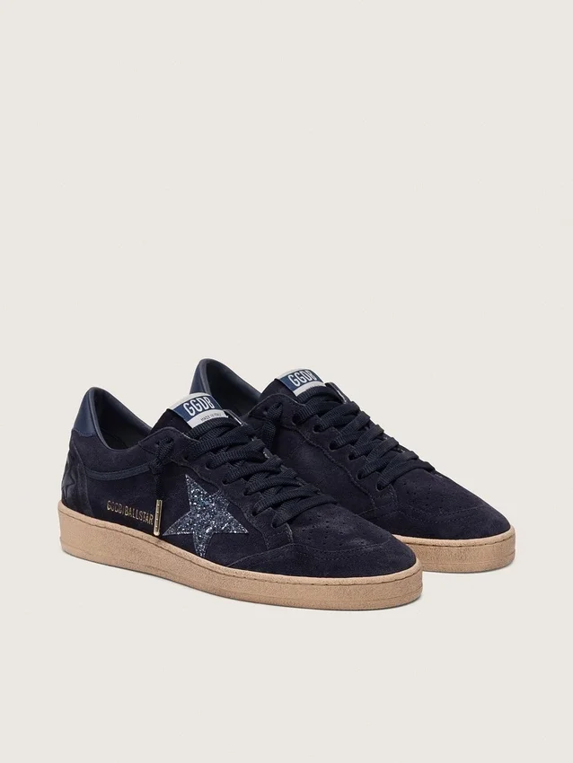 Scarpa Ball Star da donna in pelle scamosciata blu scuro con stella glitterata blu scuro