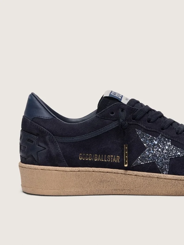 Scarpa Ball Star da donna in pelle scamosciata blu scuro con stella glitterata blu scuro