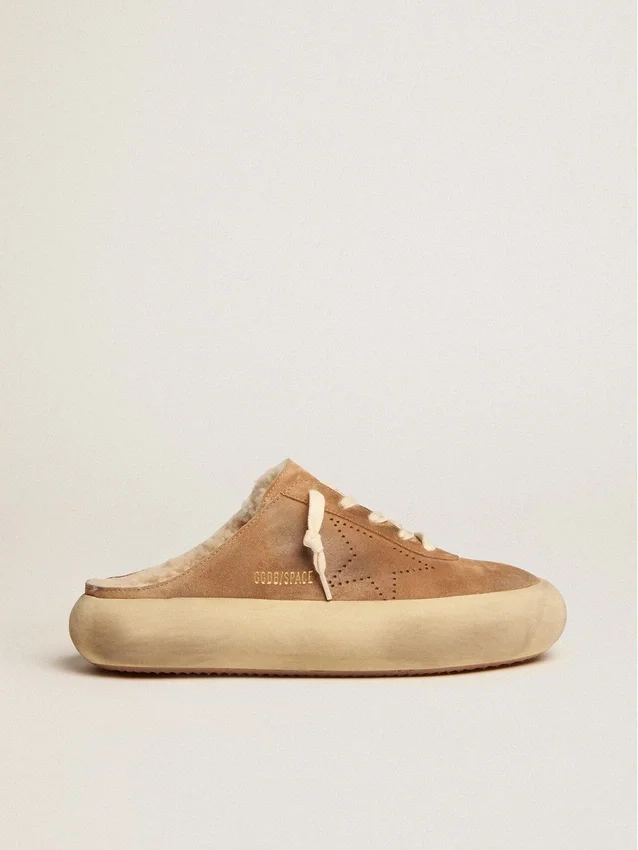 Scarpe da donna Space-Star in pelle scamosciata color tabacco con fodera in montone