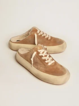 Scarpe da donna Space-Star in pelle scamosciata color tabacco con fodera in montone