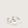 Scarpe da scuola per bambini in nappa con stella in pelle scamosciata beige e stampa con mascotte