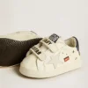 Scarpe da scuola per bambini in pelle nappa con stampa musicale e stella in pelle scamosciata bianca