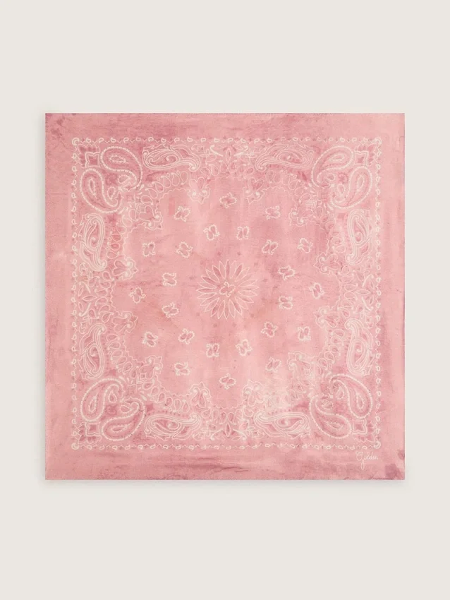 Sciarpa color rosa antico con stampa paisley