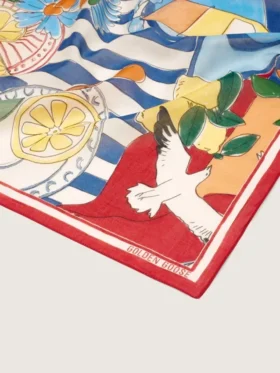 Sciarpa in cotone con stampa multicolore